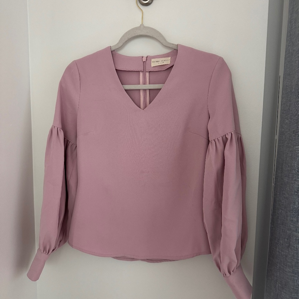 Rachel Parcell Pink Puff Sleeve Long Sleeve Top